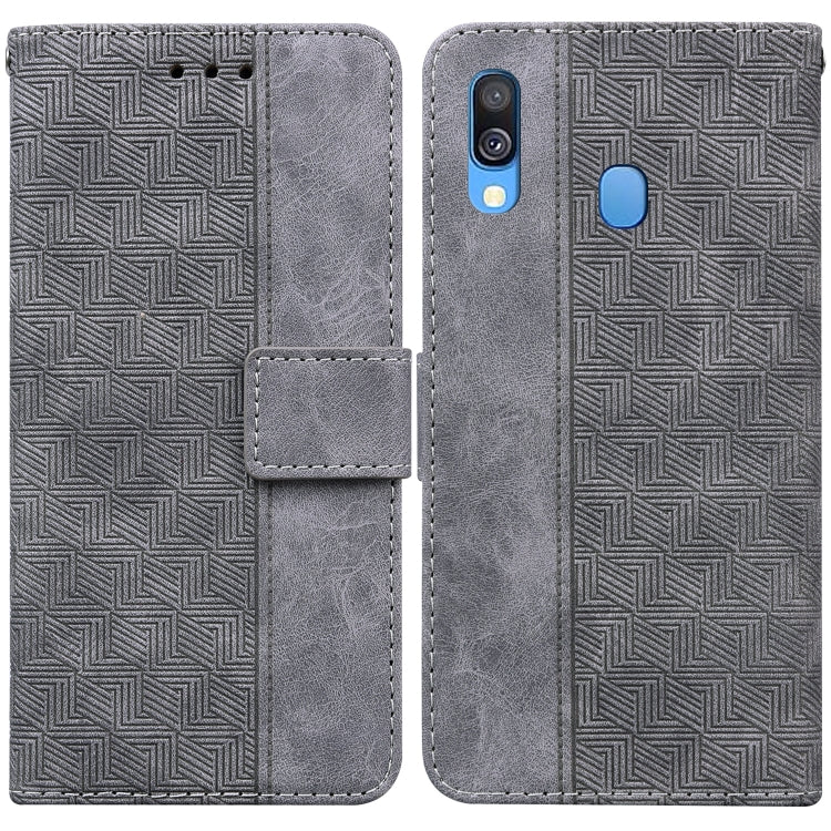 For Samsung Galaxy A40 Geometric Embossed Leather Phone Case