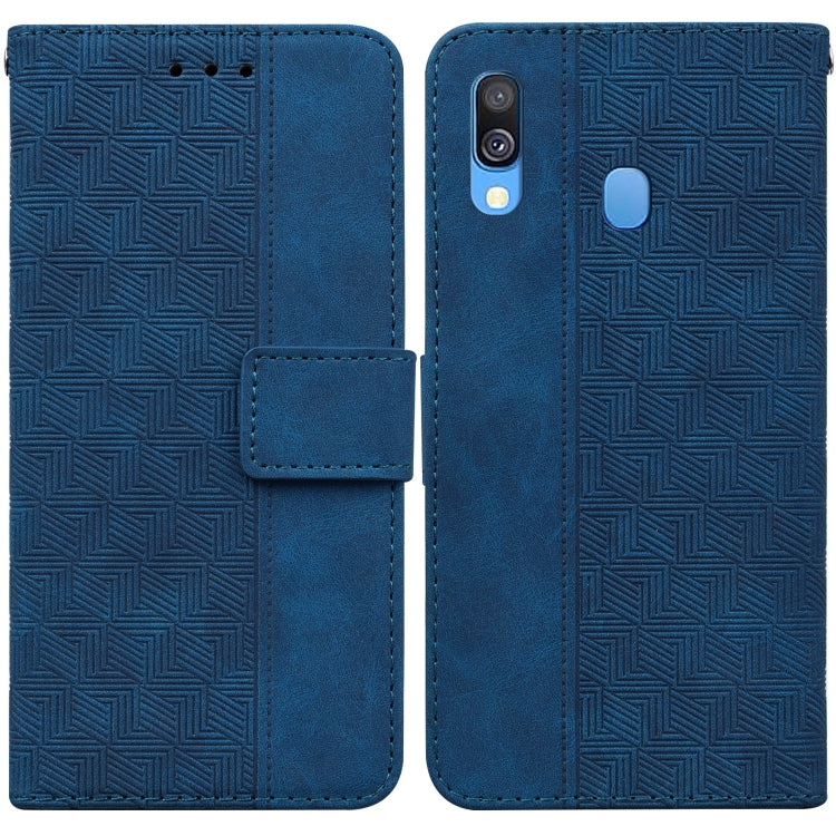 For Samsung Galaxy A40 Geometric Embossed Leather Phone Case