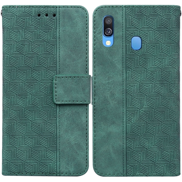 For Samsung Galaxy A40 Geometric Embossed Leather Phone Case