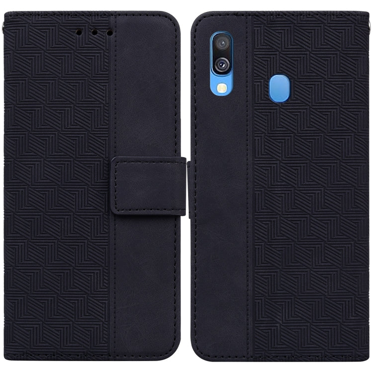 For Samsung Galaxy A40 Geometric Embossed Leather Phone Case