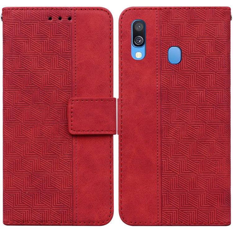 For Samsung Galaxy A40 Geometric Embossed Leather Phone Case