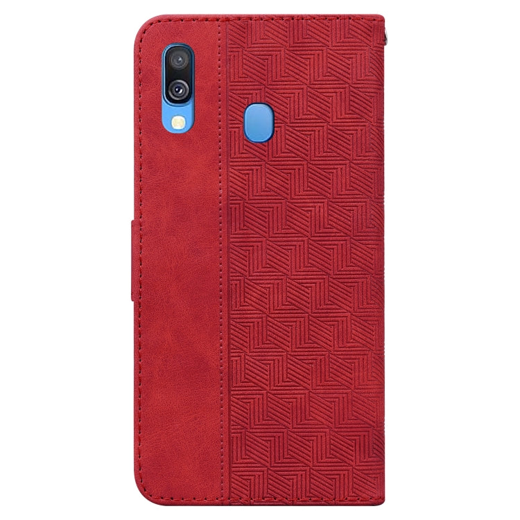 For Samsung Galaxy A40 Geometric Embossed Leather Phone Case