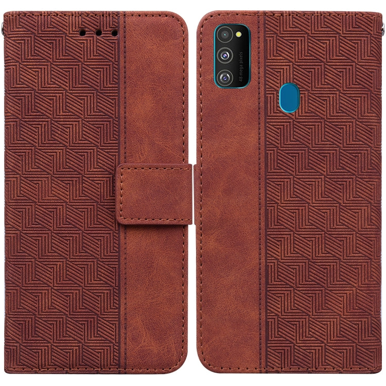 For Samsung Galaxy M30s / M21 Geometric Embossed Leather Phone Case