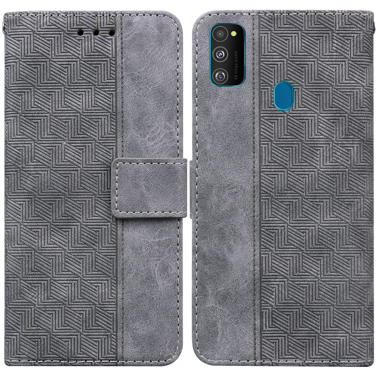 For Samsung Galaxy M30s / M21 Geometric Embossed Leather Phone Case