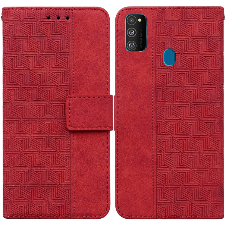 For Samsung Galaxy M30s / M21 Geometric Embossed Leather Phone Case