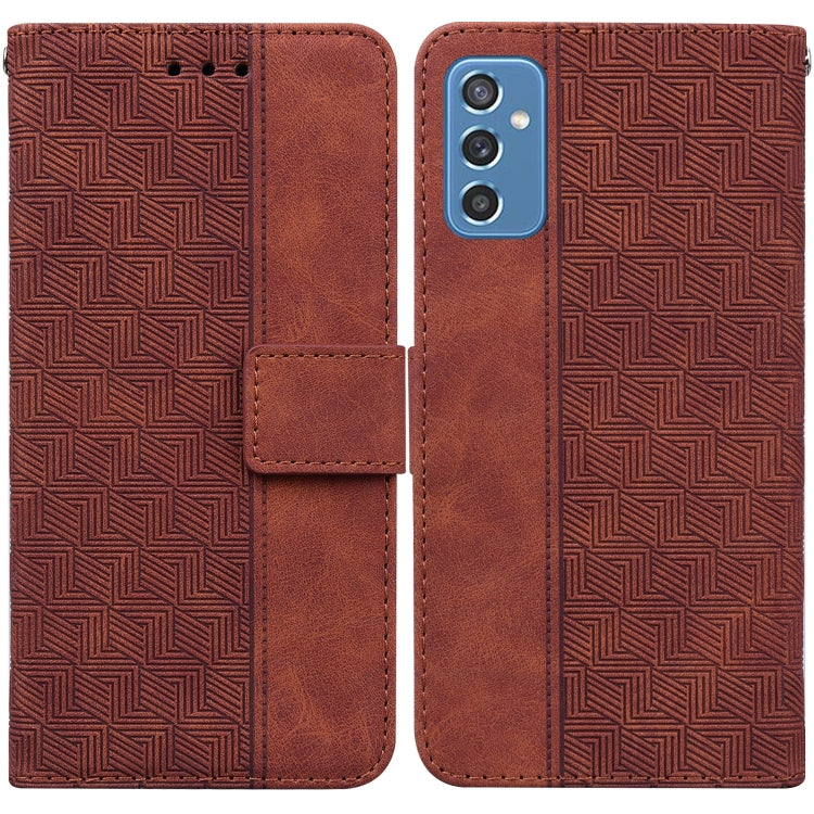 For Samsung Galaxy M52 5G Geometric Embossed Leather Phone Case