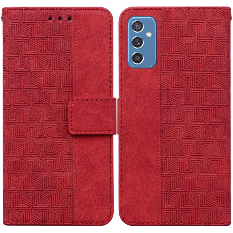 For Samsung Galaxy M52 5G Geometric Embossed Leather Phone Case
