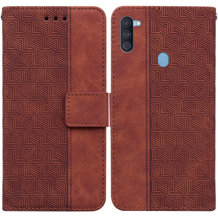 For Samsung Galaxy A11 / M11 EU Version Geometric Embossed Leather Phone Case