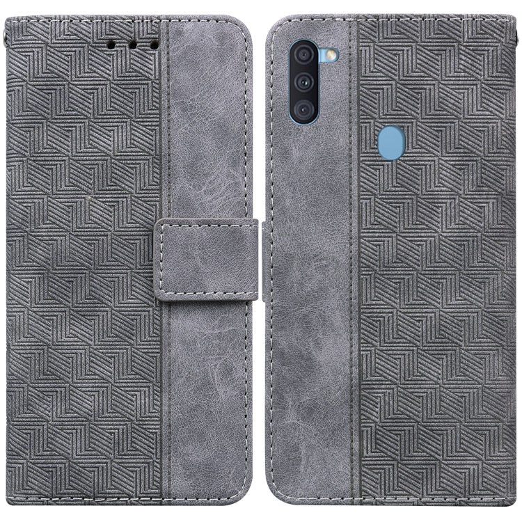 For Samsung Galaxy A11 / M11 EU Version Geometric Embossed Leather Phone Case