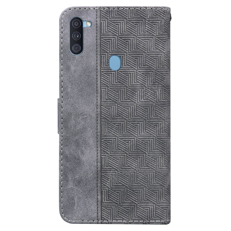 For Samsung Galaxy A11 / M11 EU Version Geometric Embossed Leather Phone Case