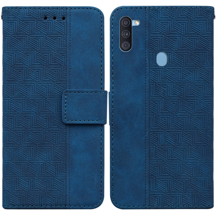 For Samsung Galaxy A11 / M11 EU Version Geometric Embossed Leather Phone Case