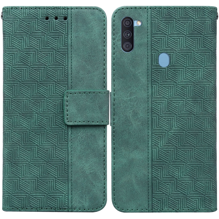 For Samsung Galaxy A11 / M11 EU Version Geometric Embossed Leather Phone Case