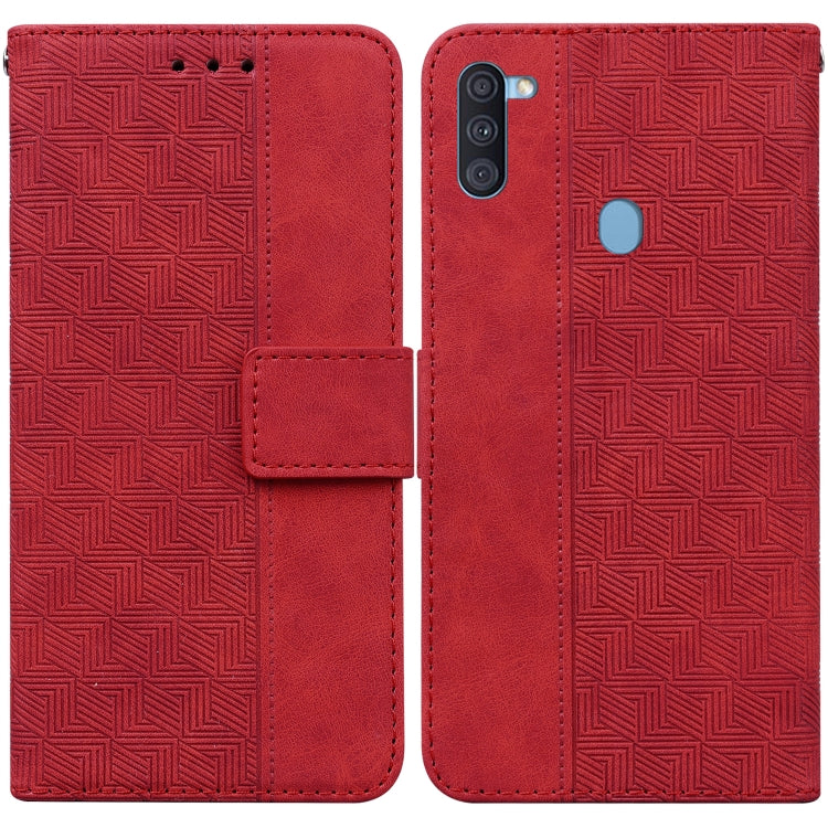 For Samsung Galaxy A11 / M11 EU Version Geometric Embossed Leather Phone Case
