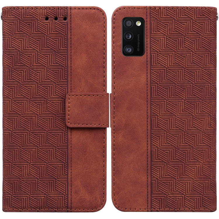 For Samsung Galaxy A41 Geometric Embossed Leather Phone Case