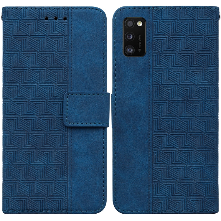 For Samsung Galaxy A41 Geometric Embossed Leather Phone Case