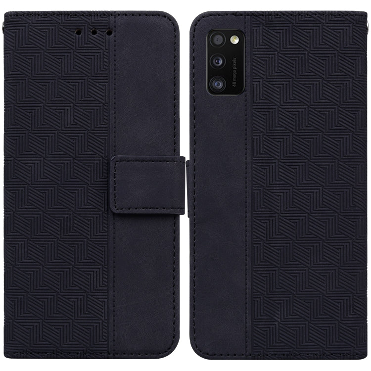 For Samsung Galaxy A41 Geometric Embossed Leather Phone Case