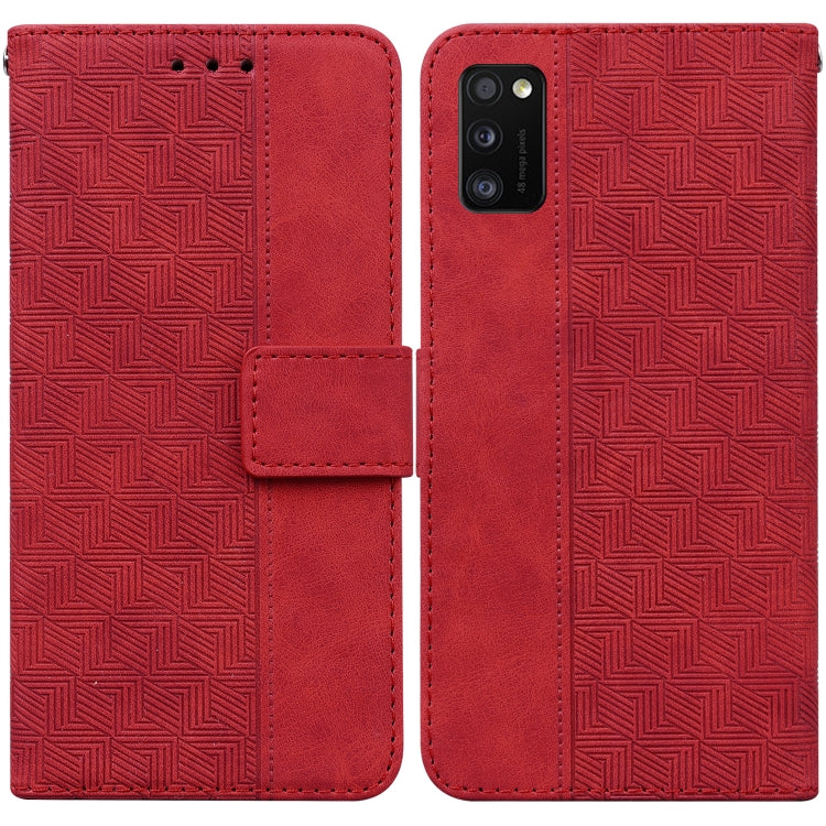For Samsung Galaxy A41 Geometric Embossed Leather Phone Case