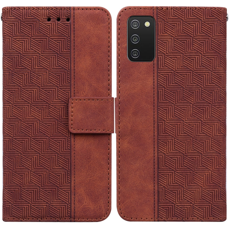 For Samsung Galaxy A02s 166.5mm EU Version Geometric Embossed Leather Phone Case