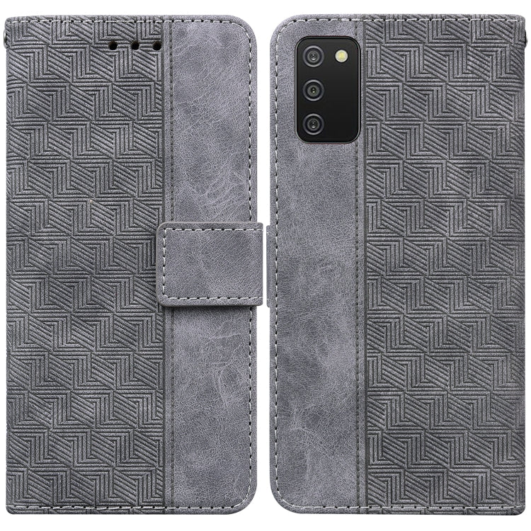 For Samsung Galaxy A02s 166.5mm EU Version Geometric Embossed Leather Phone Case