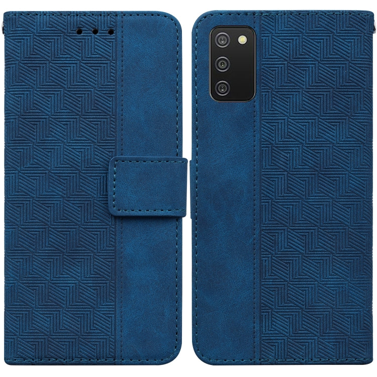 For Samsung Galaxy A02s 166.5mm EU Version Geometric Embossed Leather Phone Case