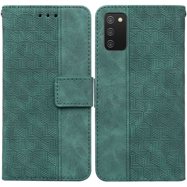 For Samsung Galaxy A02s 166.5mm EU Version Geometric Embossed Leather Phone Case