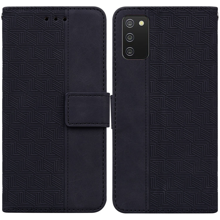 For Samsung Galaxy A02s 166.5mm EU Version Geometric Embossed Leather Phone Case