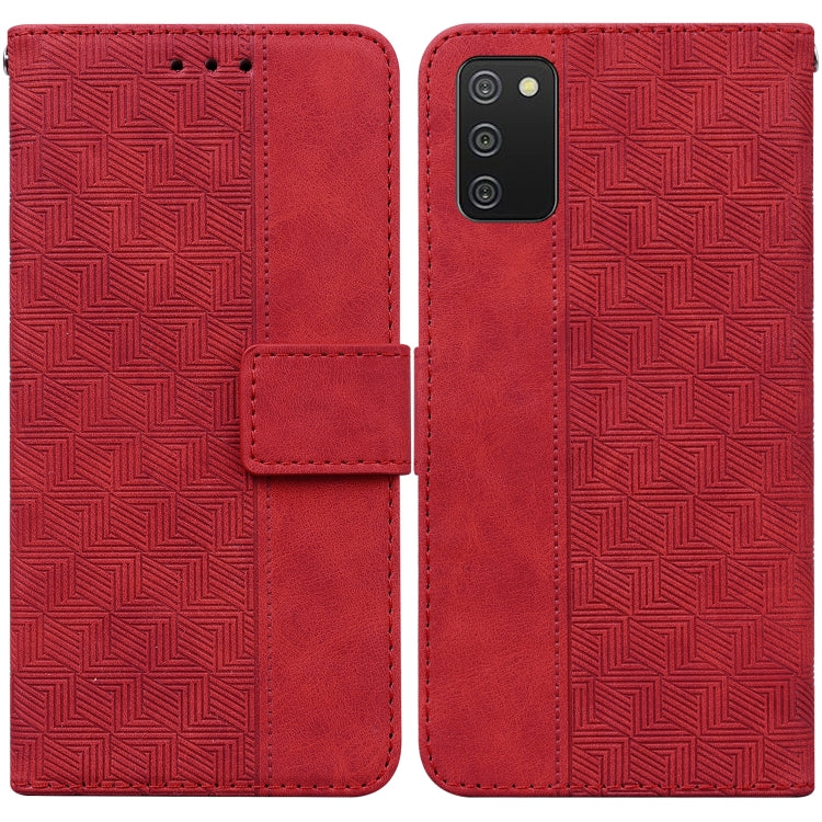 For Samsung Galaxy A03s 166.5mm EU Version Geometric Embossed Leather Phone Case