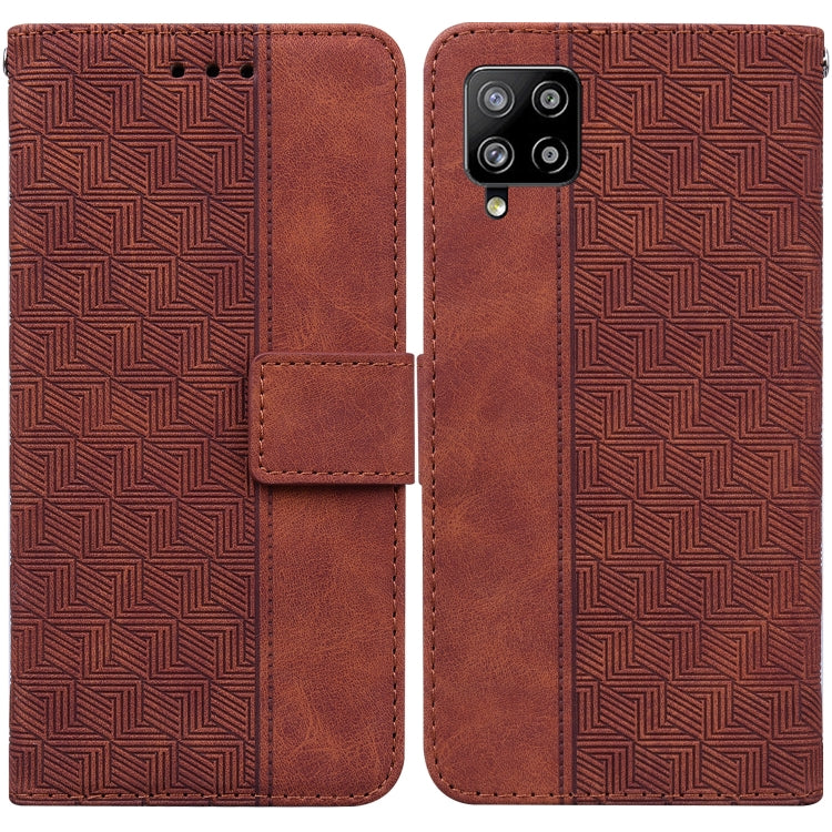 For Samsung Galaxy M42 5G Geometric Embossed Leather Phone Case