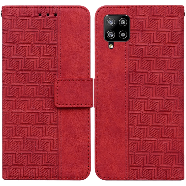 For Samsung Galaxy M42 5G Geometric Embossed Leather Phone Case