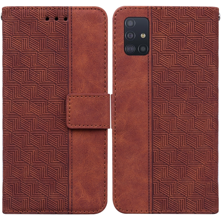 For Samsung Galaxy A51 Geometric Embossed Leather Phone Case