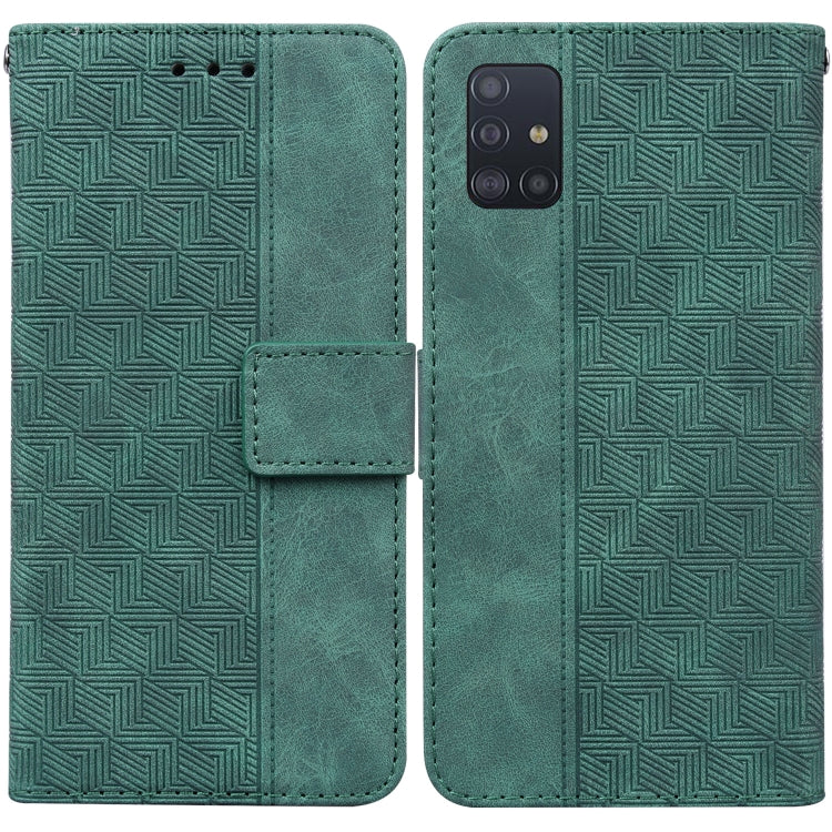 For Samsung Galaxy A51 Geometric Embossed Leather Phone Case