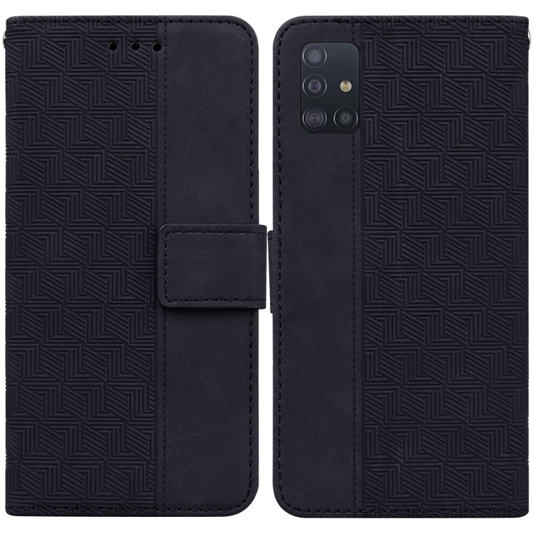 For Samsung Galaxy A51 Geometric Embossed Leather Phone Case