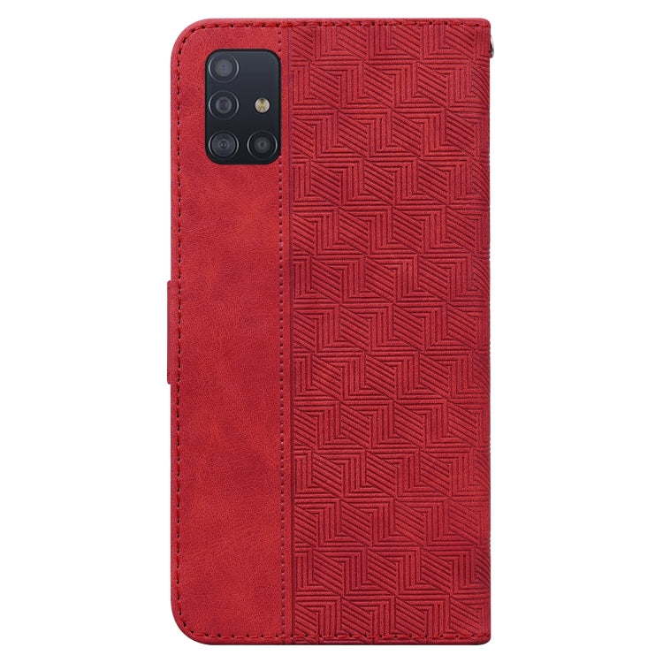 For Samsung Galaxy A51 Geometric Embossed Leather Phone Case