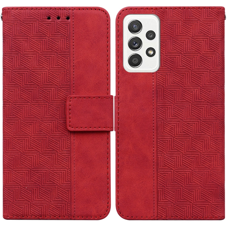 For Samsung Galaxy A52 4G / 5G Geometric Embossed Leather Phone Case