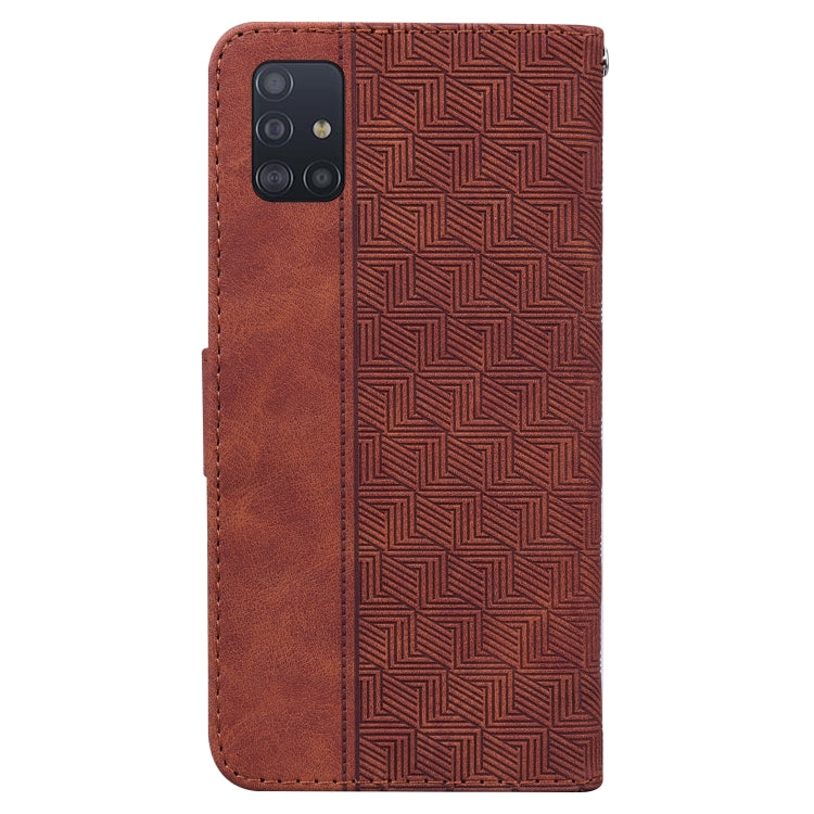 For Samsung Galaxy A71 Geometric Embossed Leather Phone Case
