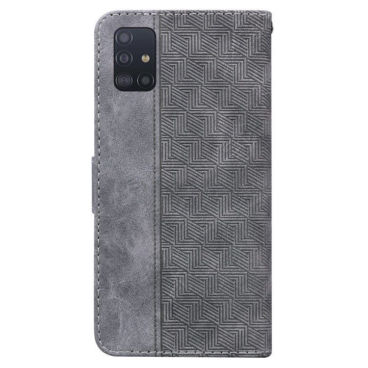 For Samsung Galaxy A71 Geometric Embossed Leather Phone Case