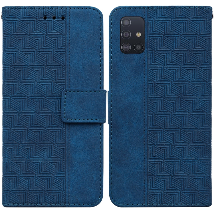 For Samsung Galaxy A71 Geometric Embossed Leather Phone Case
