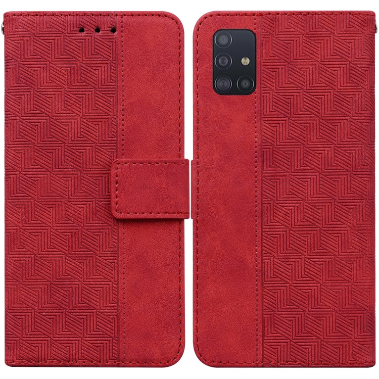 For Samsung Galaxy A71 Geometric Embossed Leather Phone Case