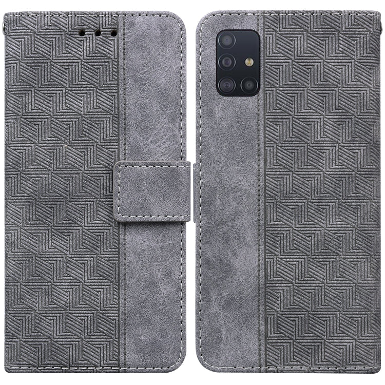 For Samsung Galaxy A71 5G Geometric Embossed Leather Phone Case
