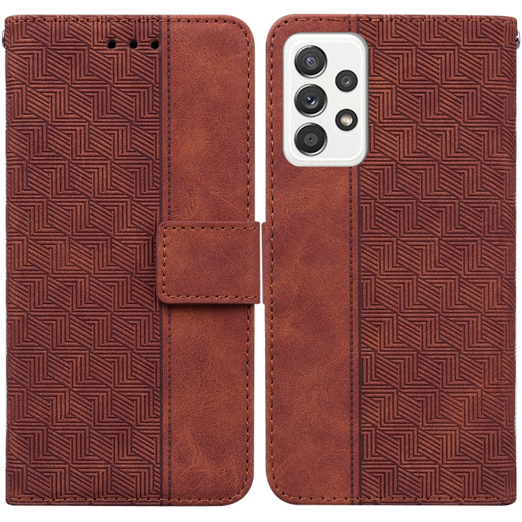 For Samsung Galaxy A72 4G / 5G Geometric Embossed Leather Phone Case