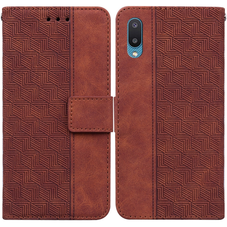 For Samsung Galaxy A02 / M02 Indian Version Geometric Embossed Leather Phone Case