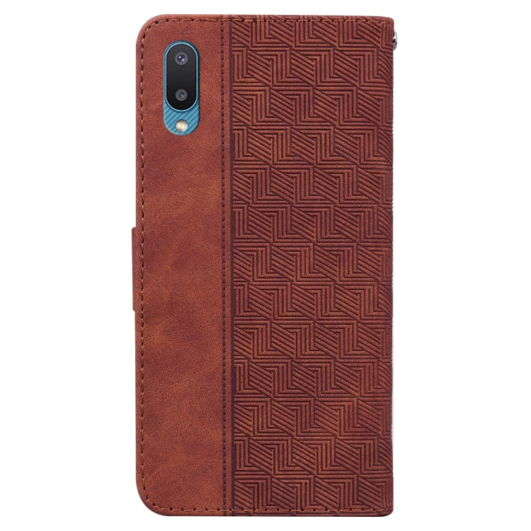 For Samsung Galaxy A02 / M02 Indian Version Geometric Embossed Leather Phone Case