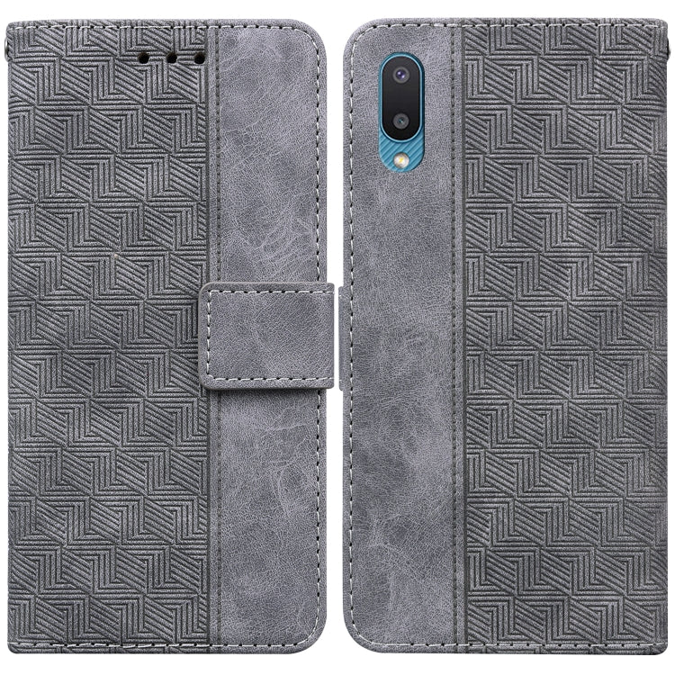 For Samsung Galaxy A02 / M02 Indian Version Geometric Embossed Leather Phone Case