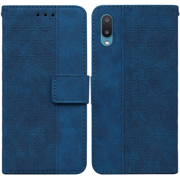 For Samsung Galaxy A02 / M02 Indian Version Geometric Embossed Leather Phone Case