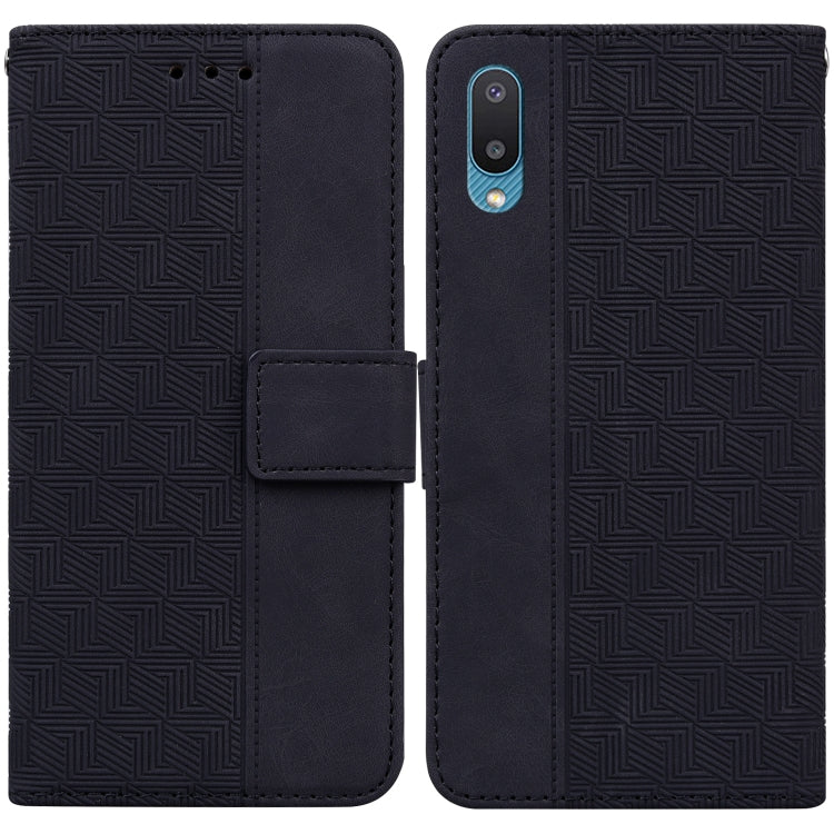 For Samsung Galaxy A02 / M02 Indian Version Geometric Embossed Leather Phone Case