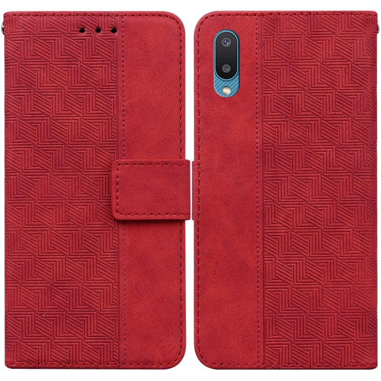 For Samsung Galaxy A02 / M02 Indian Version Geometric Embossed Leather Phone Case