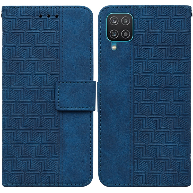For Samsung Galaxy A12 5G Geometric Embossed Leather Phone Case