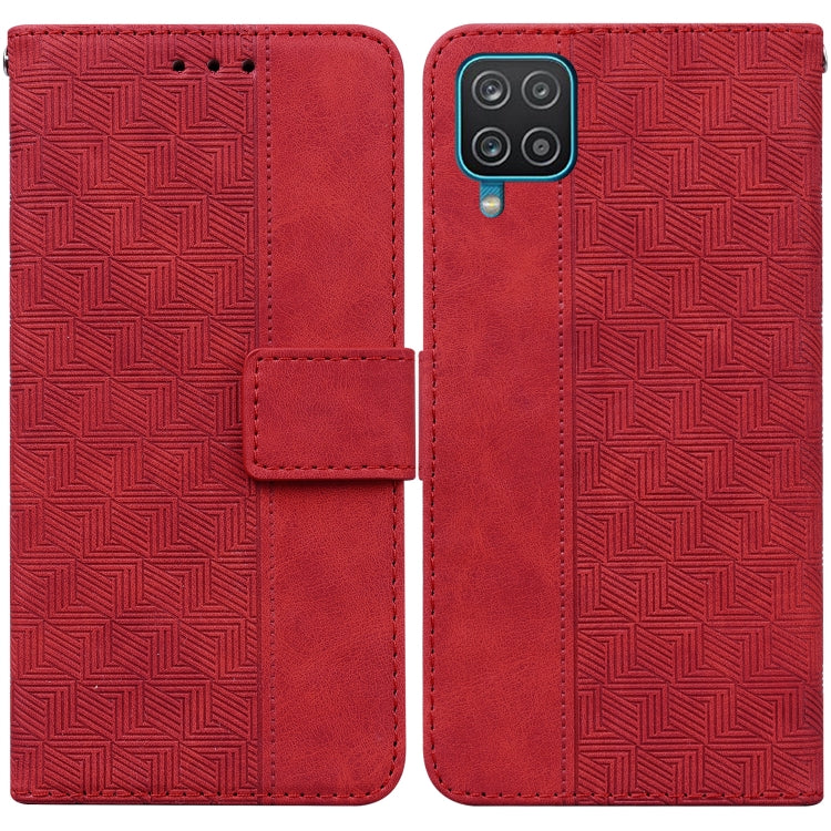For Samsung Galaxy A12 5G Geometric Embossed Leather Phone Case