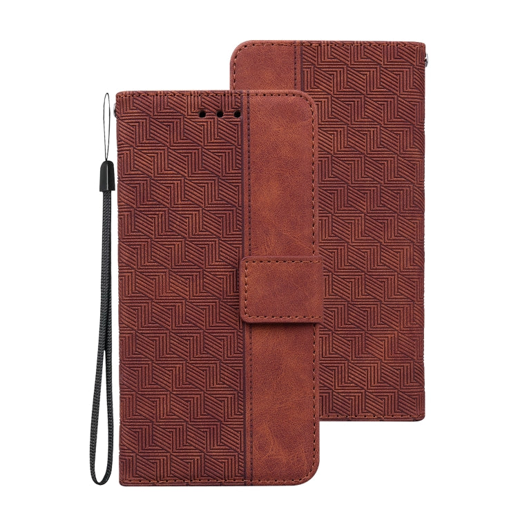 For Samsung Galaxy A21s Geometric Embossed Leather Phone Case