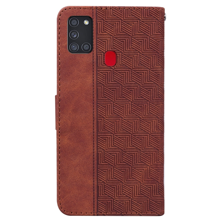For Samsung Galaxy A21s Geometric Embossed Leather Phone Case